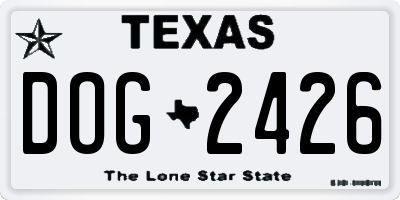 TX license plate DOG2426