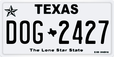 TX license plate DOG2427