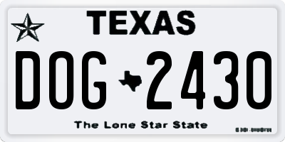 TX license plate DOG2430