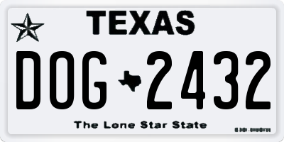 TX license plate DOG2432