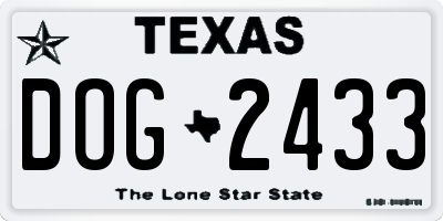 TX license plate DOG2433