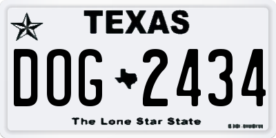 TX license plate DOG2434