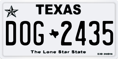 TX license plate DOG2435