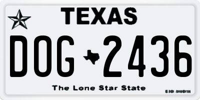TX license plate DOG2436