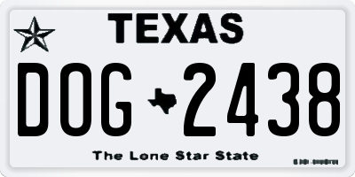 TX license plate DOG2438