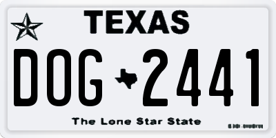 TX license plate DOG2441