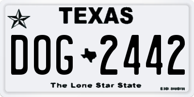 TX license plate DOG2442