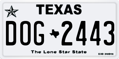 TX license plate DOG2443