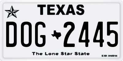 TX license plate DOG2445