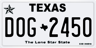 TX license plate DOG2450