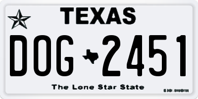 TX license plate DOG2451