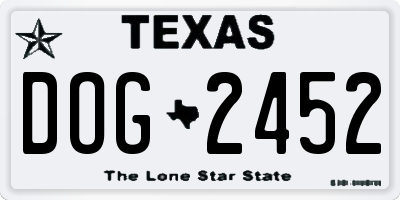 TX license plate DOG2452
