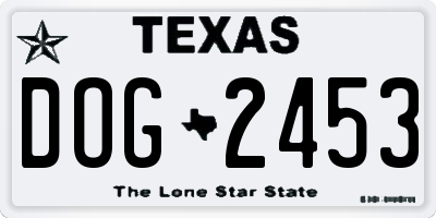 TX license plate DOG2453