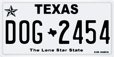 TX license plate DOG2454