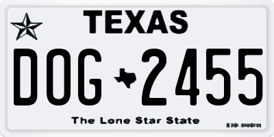 TX license plate DOG2455