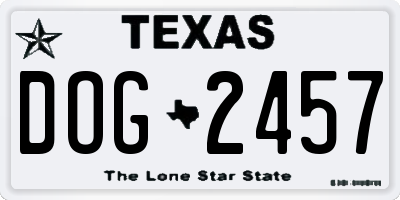 TX license plate DOG2457