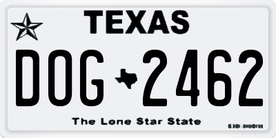 TX license plate DOG2462