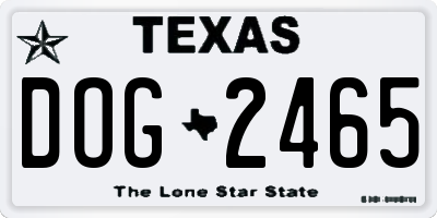 TX license plate DOG2465
