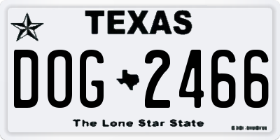 TX license plate DOG2466