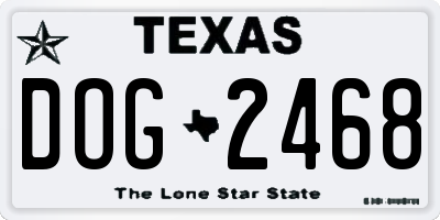 TX license plate DOG2468