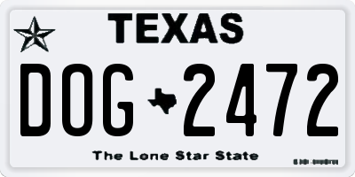 TX license plate DOG2472