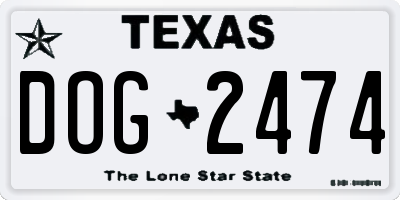 TX license plate DOG2474