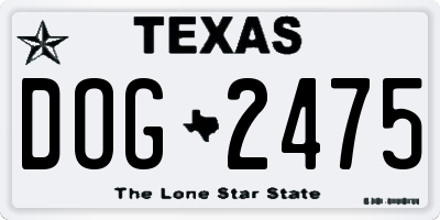 TX license plate DOG2475