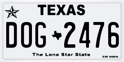 TX license plate DOG2476