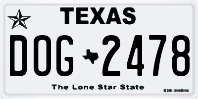TX license plate DOG2478