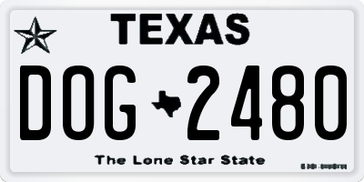 TX license plate DOG2480