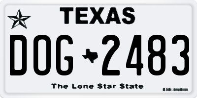 TX license plate DOG2483
