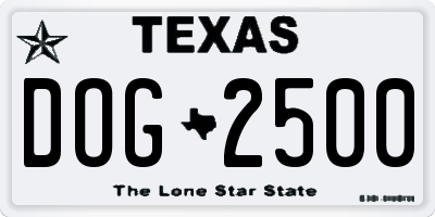 TX license plate DOG2500