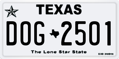 TX license plate DOG2501