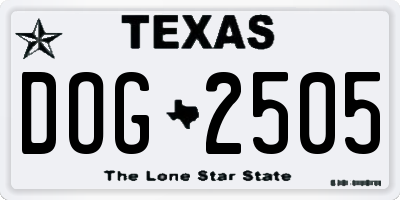 TX license plate DOG2505