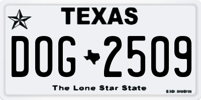 TX license plate DOG2509