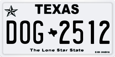 TX license plate DOG2512