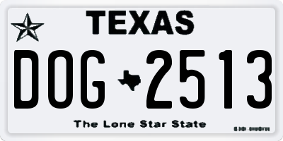 TX license plate DOG2513