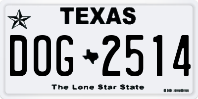 TX license plate DOG2514