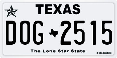 TX license plate DOG2515
