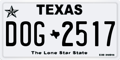 TX license plate DOG2517
