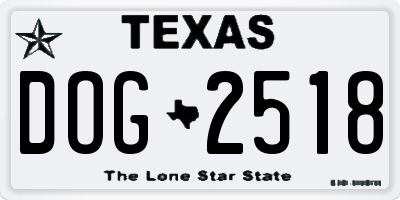 TX license plate DOG2518
