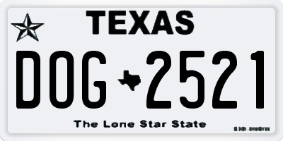 TX license plate DOG2521
