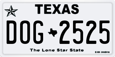 TX license plate DOG2525