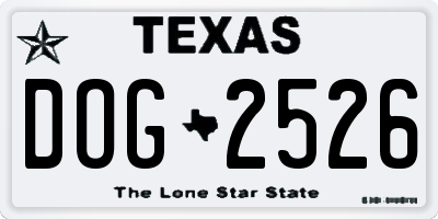 TX license plate DOG2526