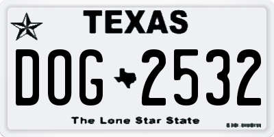 TX license plate DOG2532