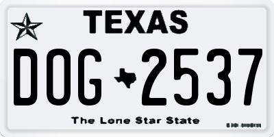 TX license plate DOG2537