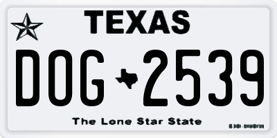 TX license plate DOG2539