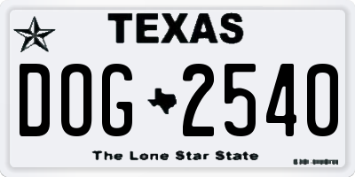 TX license plate DOG2540