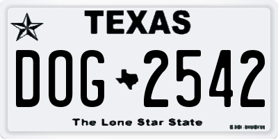 TX license plate DOG2542