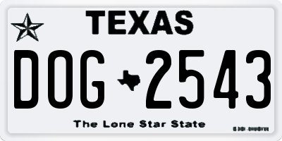 TX license plate DOG2543